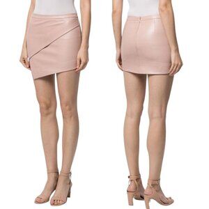 Michelle Mason, Women’s Lambskin Leather Asymmetric Mini Skirt Blush Pink Size 0